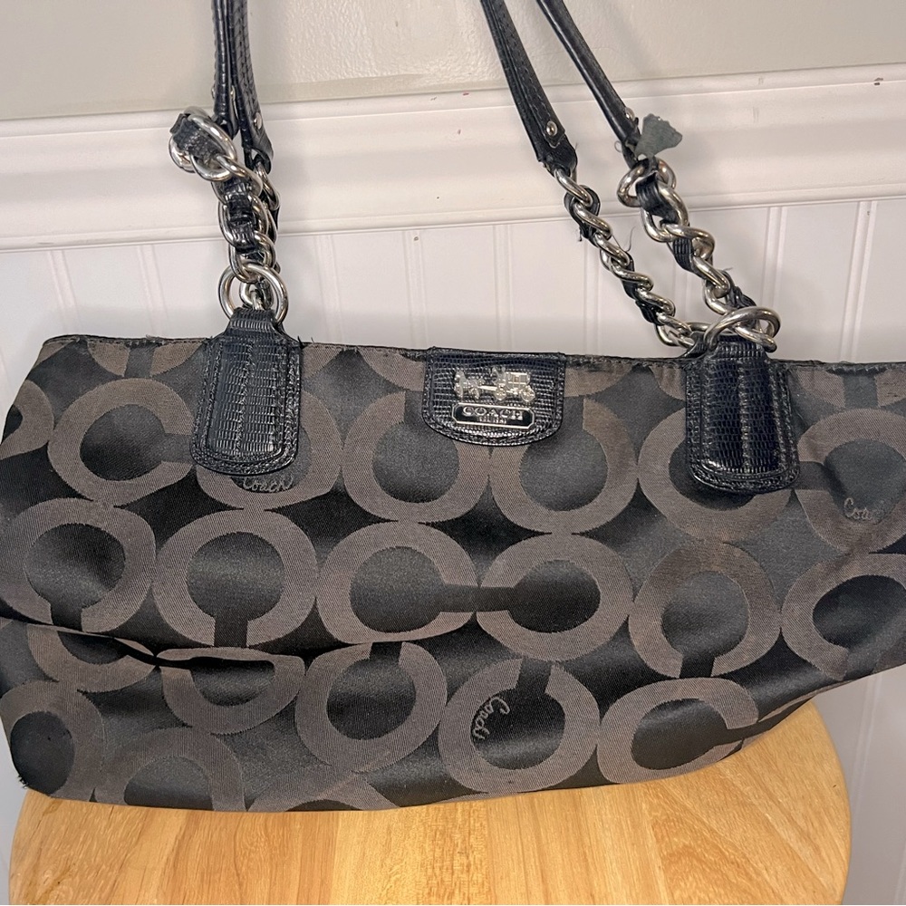 Authentic Coach *well loved* Black cloth Tote purse / bag